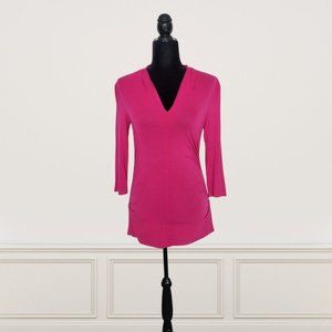 Fuchsia Vince Camuto Tunic V Neck Top or Mini Dress